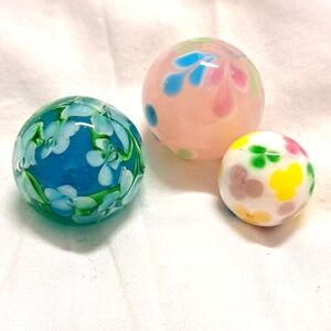 Handmade Floral Glass Marbles Set